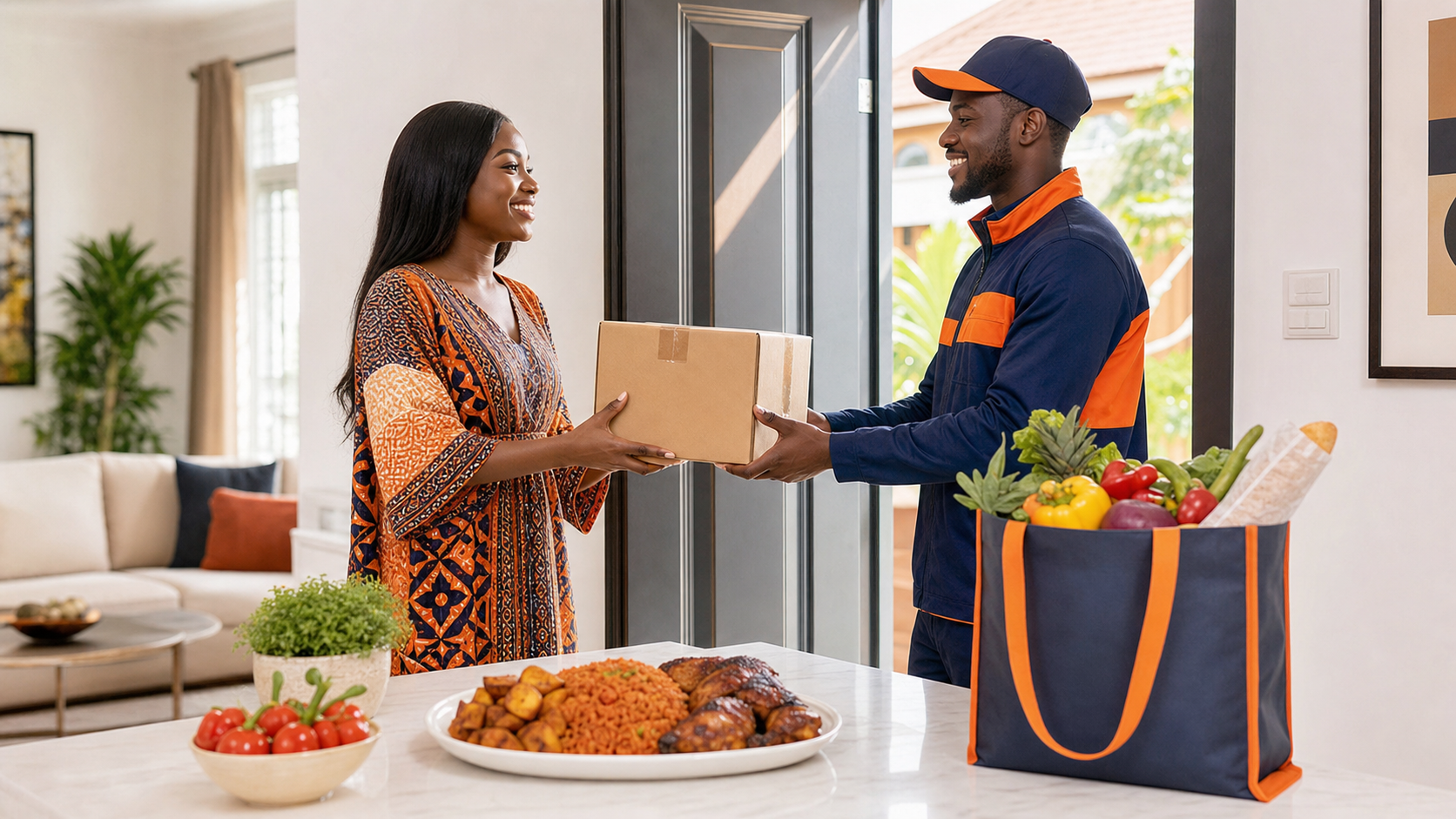 Cobrym rider delivering a parcel to a customer
